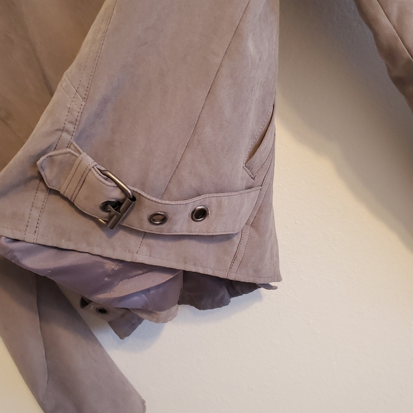 Staccato Taupe Lightweight Faux Suede Satin Lined Moto Jacket Outerwear - Picture 12 of 15